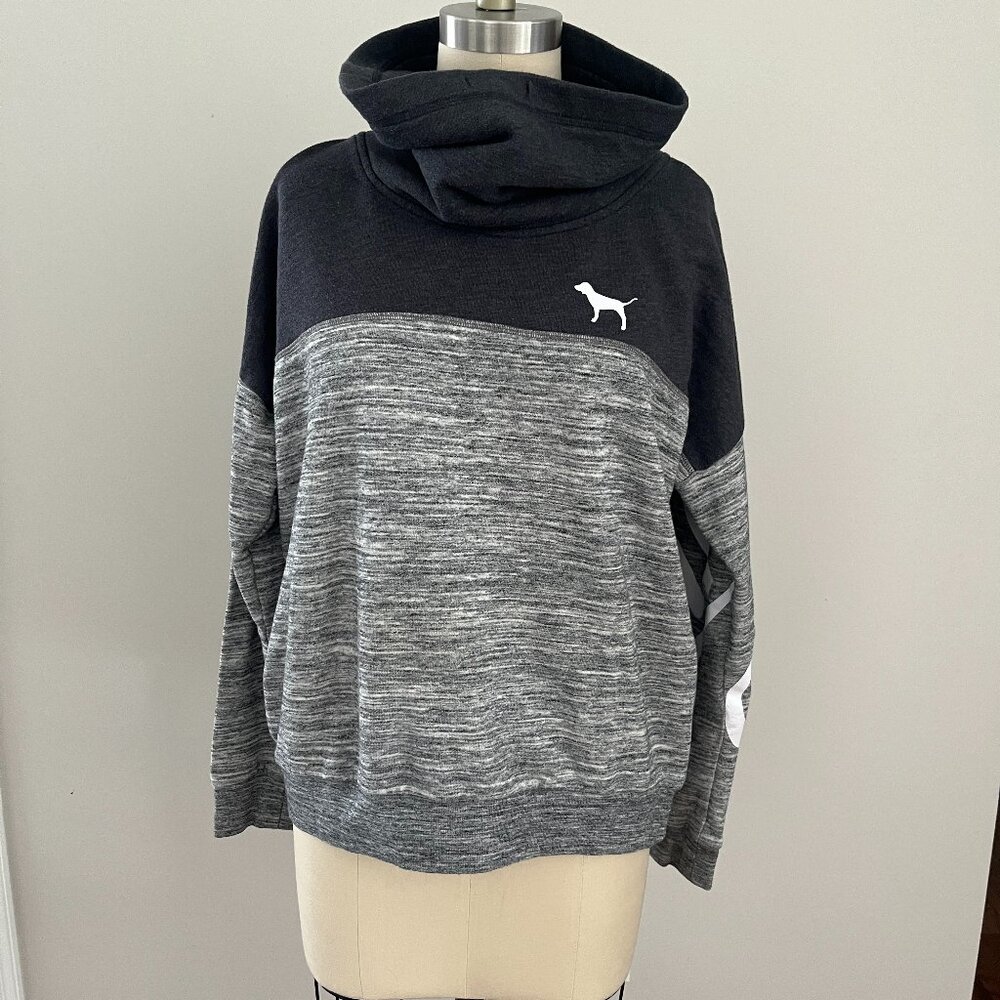 Victoria's Secret PINK Grey Funnel Cowl Neck Pullover Sweatshirt Athleisure M